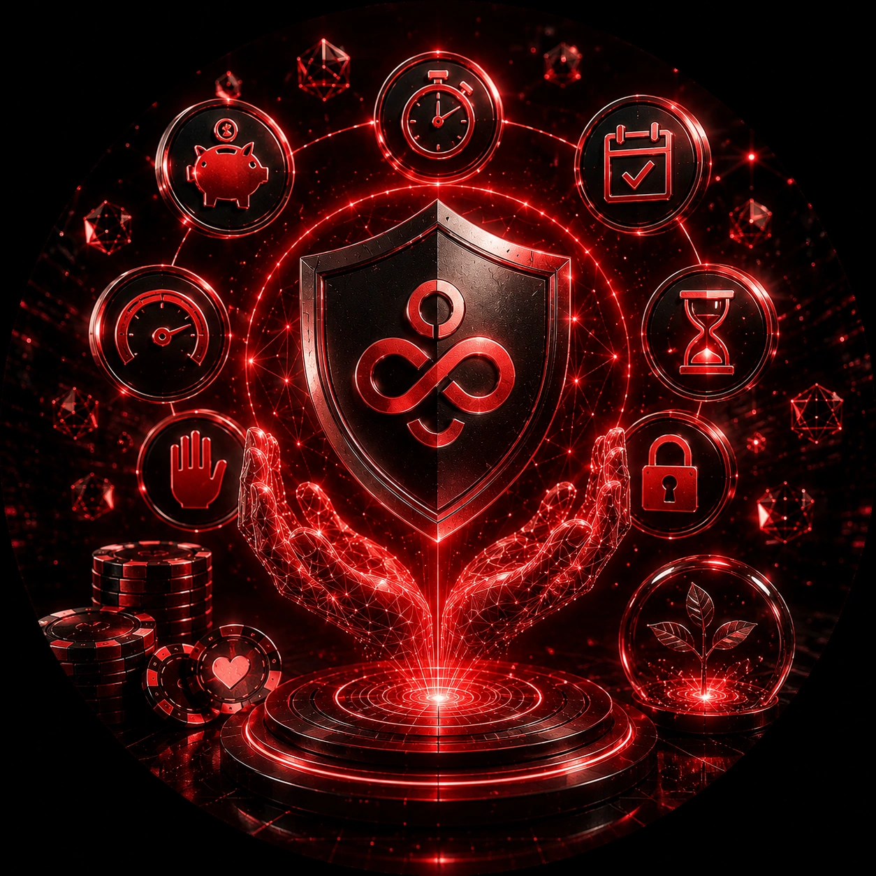 CoinPoker shield with limits, breaks and reality check icons